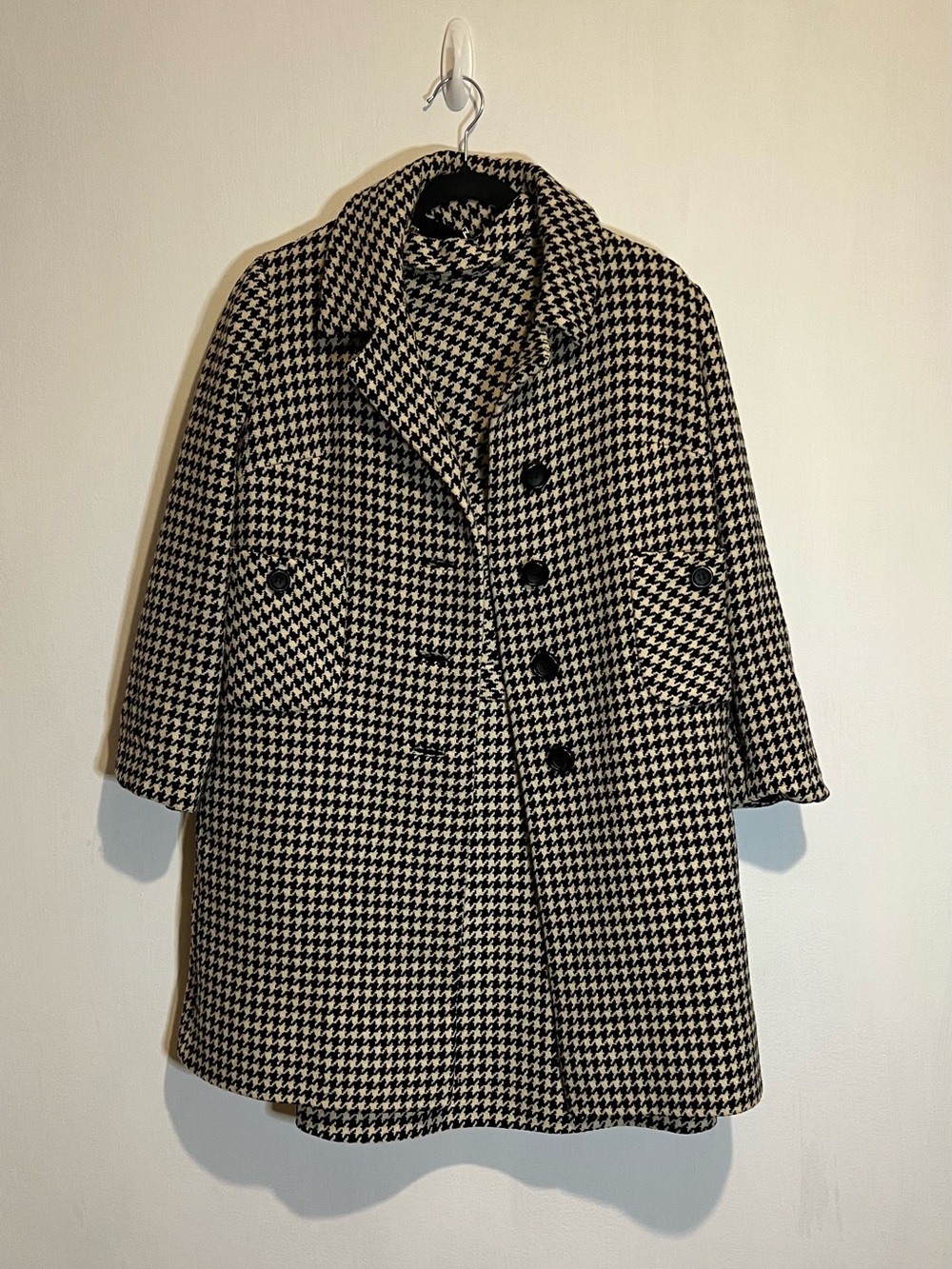Timeless Black & White Houndstooth Dress & Peacoat set size small/medium
